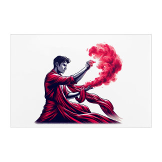 Red Sorcerer - Mystic Crimson Flame Magic Acrylic Print