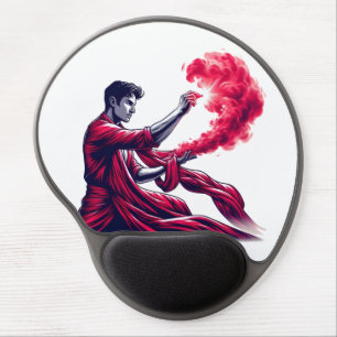 Red Sorcerer - Mystic Crimson Flame Magic Gel Mouse Pad