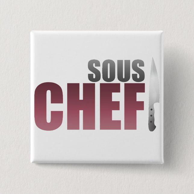 Red Sous Chef Pinback Button (Front)