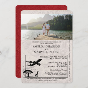 Red South Africa Passport Wedding Invitation