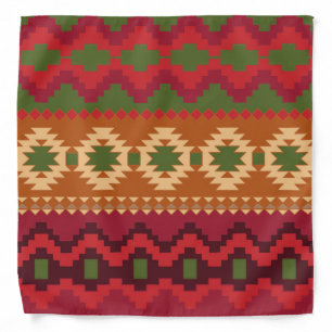 red southwest pattern - western abstract art bandana