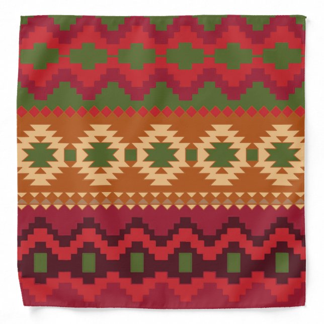 red southwest pattern -  western abstract art bandana (Front)