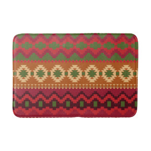 red southwest pattern - western abstract art bathroom mat