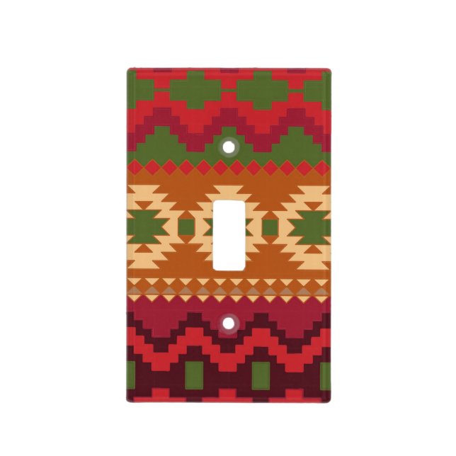red southwest pattern -  western abstract art light switch cover (Front)