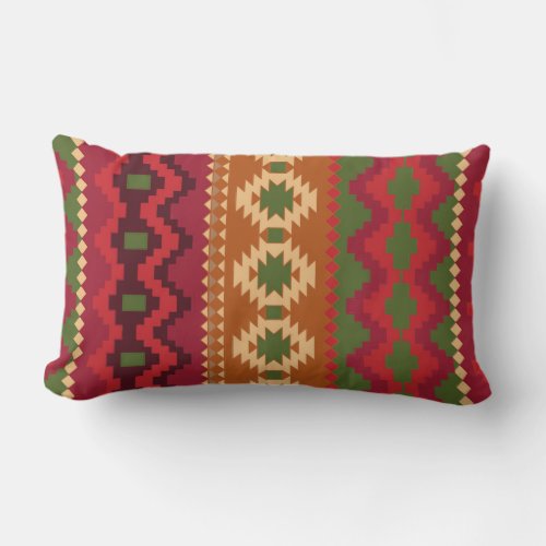 red southwest pattern _  western abstract art lumbar pillow