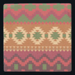 red southwest pattern -  western abstract art stone coaster<br><div class="desc">This gorgeous pattern features shades of red,  green,  khaki and brown in a geometric southwestern design. This rustic,  western design offers a unique decor reminiscent of the American Old West. Perfect for cowboys and cowgirls.</div>
