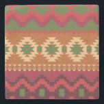 red southwest pattern -  western abstract art stone coaster<br><div class="desc">This gorgeous pattern features shades of red,  green,  khaki and brown in a geometric southwestern design. This rustic,  western design offers a unique decor reminiscent of the American Old West. Perfect for cowboys and cowgirls.</div>