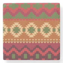 red southwest pattern -  western abstract art stone coaster