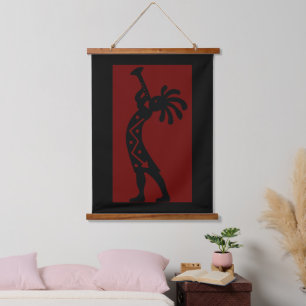 Red Southwestern Kokopelli Hanging Tapestry