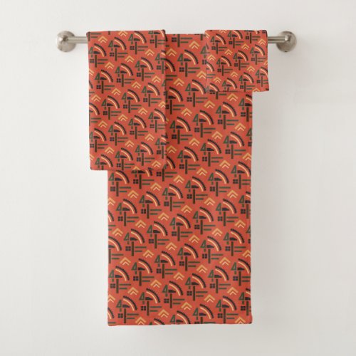 red Soviet hammer and sickle pattern towel set