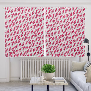 Red Space Rocket Drawings Blackout Curtains