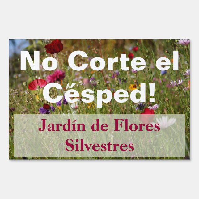 Red Spanish Do Not Mow Wildflower Garden Sign (Back)