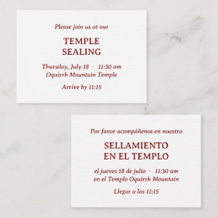 Red Spanish-English Temple Sealing Invitation