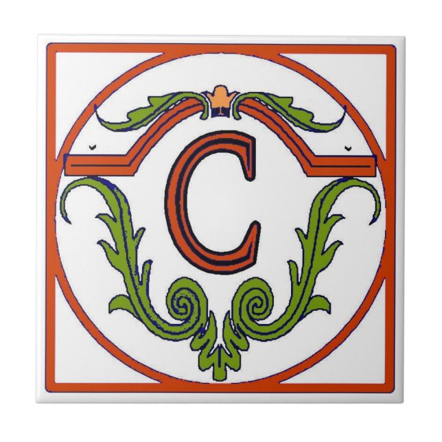 Red Spanish Letter Tile C (Front)