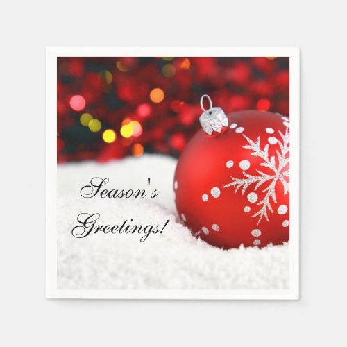 Red Sparkle Christmas Ornament Snow Napkins