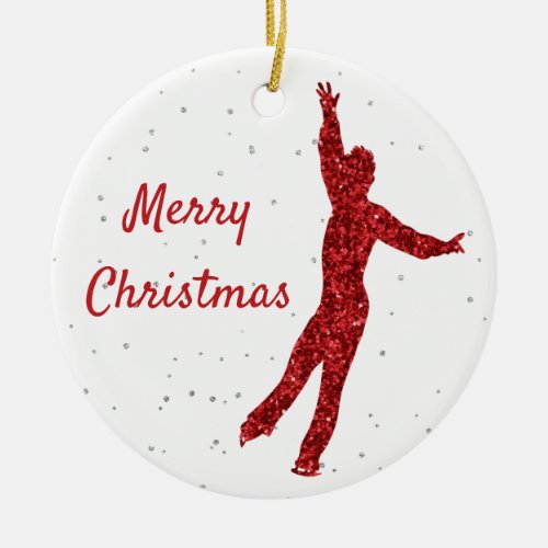 Red sparkle Figure skating ornament man