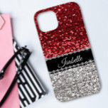 Red Sparkle Glam Bling Personalized Case-Mate iPhone 14 Case<br><div class="desc">Any glitter or diamonds in design are photos and simulated. This design may be personalized in the area provided by changing the photo and/or text. Or it can be customized by clicking Personalize this Template and then choosing the click to customize further option and delete or change the color of...</div>