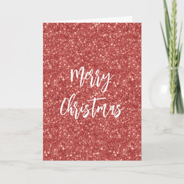 Red Sparkle Glitter Christmas Card (Front)