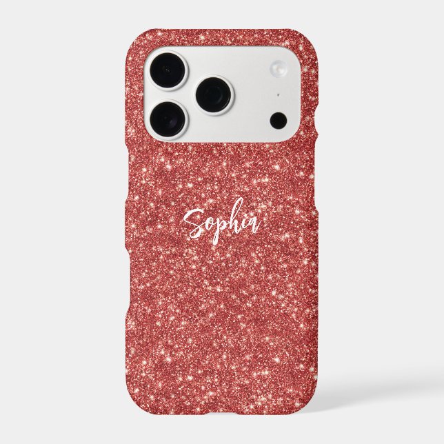 Red Sparkle Glitter Christmas iPhone Case (Back)