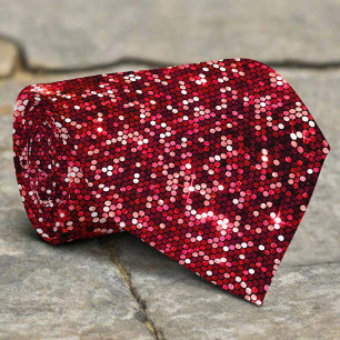 Red Sparkle Glitter Elegant Shinny Luxury Trendy Neck Tie