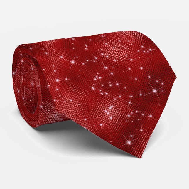 Red Sparkle Glitter  Neck Tie (Rolled)