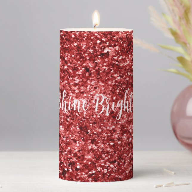 Red Sparkle Glitter               Pillar Candle (In Situ)