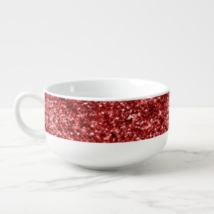 Red Sparkle Glitter Soup Mug