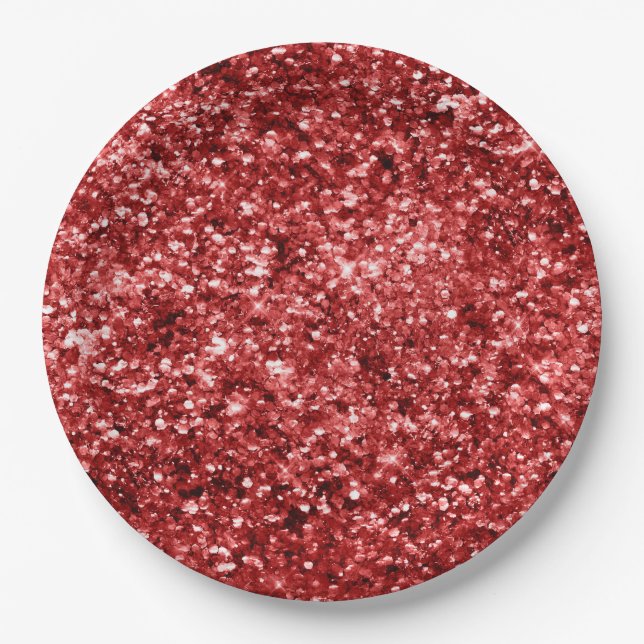Red Sparkle Glitz Paper Plates (Front)