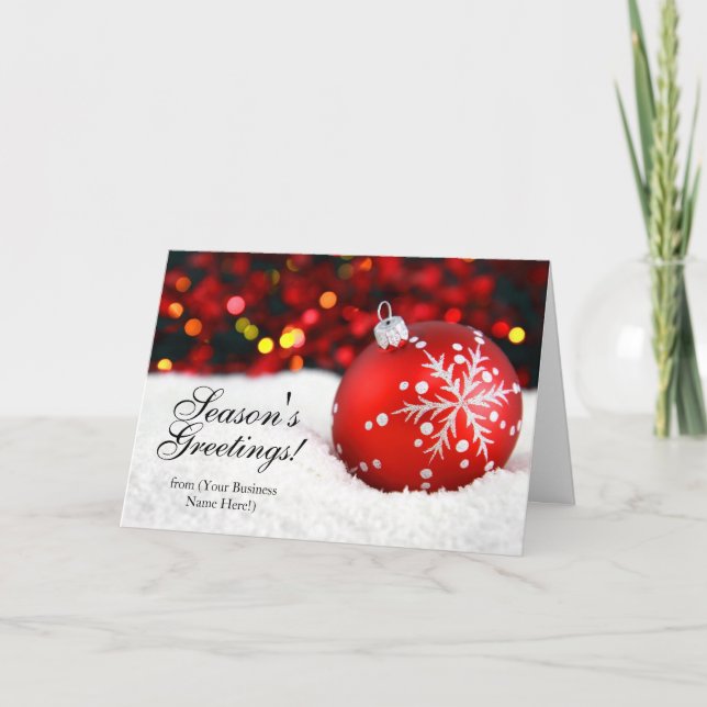 Red Sparkle Imprinted Business Christmas Cards (Front)