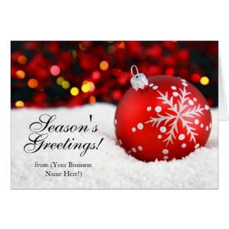 Red Sparkle Imprinted Business Christmas Cards