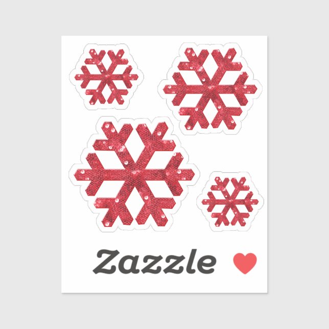 Red Sparkle Snowflakes Christmas Sticker (Sheet)
