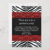 Red Sparkle Zebra Bow Graduation Invitation (Back)