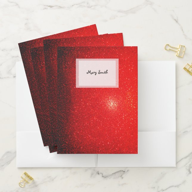 Red Sparkles | Custom Name Pocket Folder (In Situ)