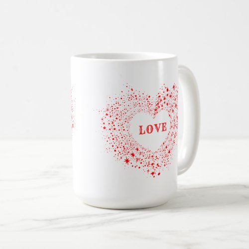 Red Sparkles Valentine Heart Text Love Coffee Mug