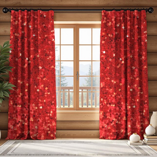 Red sparkling glitter pattern blackout curtains (Creator Uploaded)