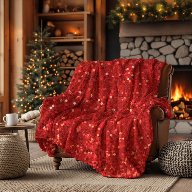 Red sparkling glitter pattern fleece blanket (Creator Uploaded)