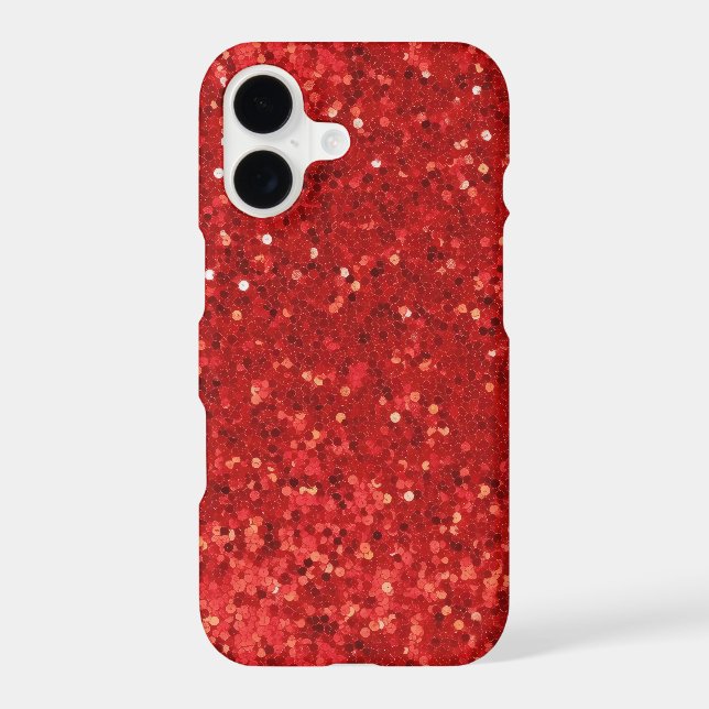 Red sparkling glitter pattern iphone case (Back)