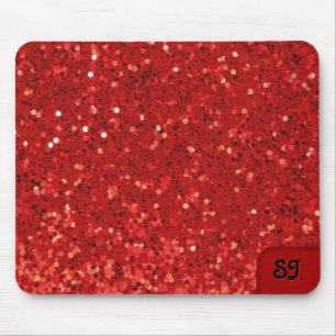 Red sparkling glitter pattern mouse pad