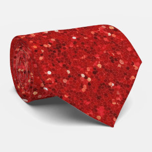 Red sparkling glitter pattern neck tie