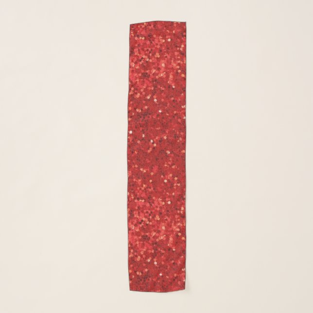 Red sparkling glitter pattern scarf (Front)