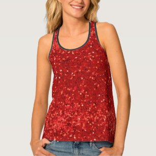 Red sparkling glitter pattern tank top