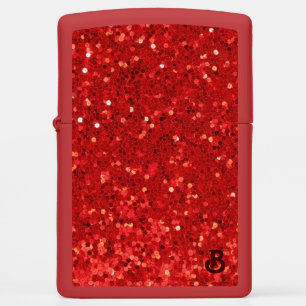 Red sparkling glitter pattern zippo lighter