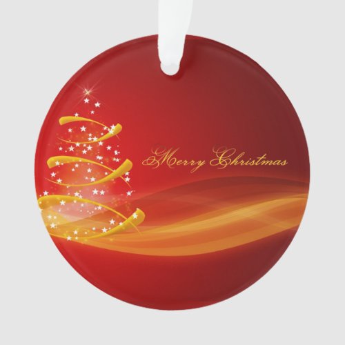 Red Sparkling Golden Christmas Tree Ornament