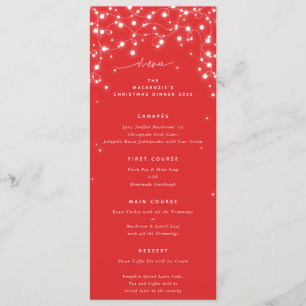 Red Sparkling Lights Christmas Flat 4 Course Menu