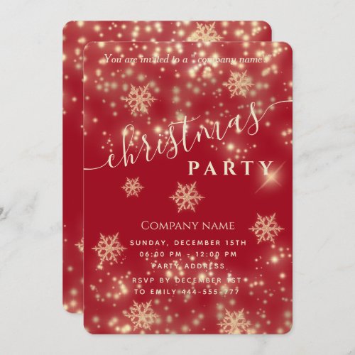 Red Sparkling luxury corporate Christmas party  In Invitation