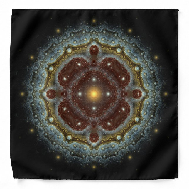 Red sparkling ornate pattern mandala bandana (Front)