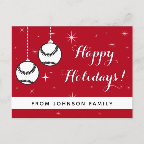 Red Sparkly Baseball Softball Ornament Hanging Fun Postcard