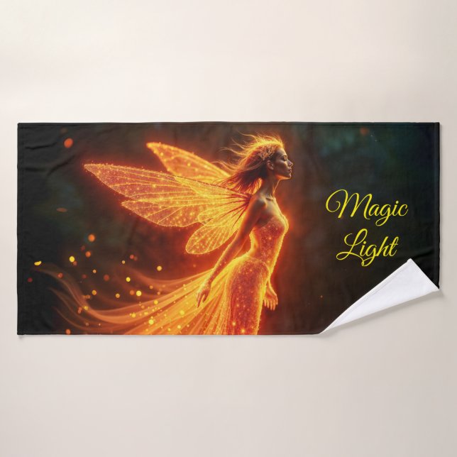 Red sparkly fiery fairy girl fantasy glitter magic bath towel (Bath Towel)
