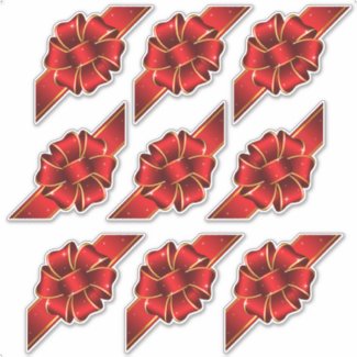 Red Sparkly Gift Bows for Mailing Kiss-Cut Sticker