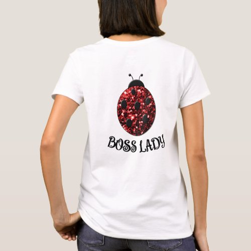 Red sparkly Ladybug BOSS LADY Personalize T_Shirt